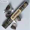 Badminton Shuttlecocks Alpsport 806 12pcs Black Goose Feather Balls na trening sportowy 77 76 Speed ​​231208