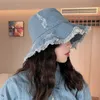 MAXSITI U Vintage Denim Bucket Hat Women Washed cotton fisherman hat tassel Big Brim fashion leisure basin hat 2112272273