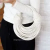 Borsa da donna con doppio nodo Tote Borse classiche Noodle 2023 Nuova borsa Borsa da donna in pura pelle di bovino con nodo in corda lavorata a mano in maglia pura