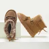 Women Winter Plush Leather Snow Boots Fashion Lace-up Thick-soled Anti-slip Boots Outdoor Warm Furry Fur Lined Boots