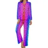 Dames nachtkleding Abstract Regenboog Pyjama Glas-in-lood Print Lange mouw Warme pyjamasets 2-delig Slaap Lente Ontwerp Verjaardagscadeau