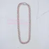 Hip Hop Jewelry Custom 2rows 14mm Prong Cuban Chain Trendy 2 Tone 925 Silver Moissanite Diamond Cuban Necklace