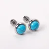 Stud Earrings 12 Pairs 316L Stainless Steel Round Blue Stone Gold/Silver Color For Women Girl Fashion Jewelry Accessories