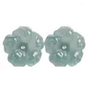 Orecchini a bottone Giadeite naturale di grado A Fiore di pesca blu con petali di giada di semi S925 Argento intarsiato Gioielli da donna in stile antico