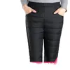 Pantalons pour femmes Femmes vers le bas pour l'hiver Snowwear Bande élastique Épaissir Extra Chaud Double Face Canard Blanc Pantalon de mère d'âge moyen