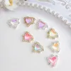 Nail Art Decorations 10Pcs 115x10mm Heart Shaped Designer Charms For Nail Art Alloy Accessories Aurora Gems Jewelry For MultiColors Nail Rhinestone 231207