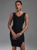 Casual Dresses Black Bandage Dress Women Party Bodycon Elegant utsmyckad sexig mini födelsedagsklubbkläder sommar