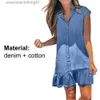 Urban Sexy Dresses Ruffle Swing Summer Dress Casual Turndown Neck denimklänningar Slest Cardigan Dress Vintage Dresses Vestido de Jer L231208