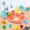 Accessoires de maison de poupée, jouets pour enfants, lave-vaisselle électrique, évier de cuisine, jeu de simulation de nourriture, lavage de légumes, jouet éducatif pour filles 231207