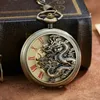 Pocket Watches Retro Mechanical Pocket Watch Dragon Play Ball Steampunk Skeleton Hand-wind Flip Clock Fob Watch With Chain Double Hunter Gift 231207