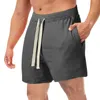 Mäns shorts män solid casual atletisk sommarstrandstrand dragskot sportträning med fickor skidträning