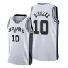 San Antonio''Spurs''Men Tyler Zeller DeMar DeRozan Derrick Branco Manu Ginobili Keldon Johnson Camisa personalizada branca da associação