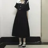 Roupas étnicas Preto Estilo Japonês Vestidos Verão 2023 Midi Long Dress Sailor Collar Bonito Harajuku Kawaii Retro Girl FF2224