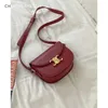 Legal Copy Deisgner Celins's Bags online shop Triumphal Arch Crossbody Red Bag for Women 202323 New Super Fire Genuine Leather Saddle Lisa Same Style Have Logo