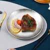 Borden 6 stuks roestvrijstalen plaat kinderdiner serveren camping fruitschaal cirkel dienblad metalen gerechten cake baby