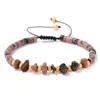 Charm Bracelets Natural Chip Stone Braided Bracelet Irregular Gravel Flat Bead Adjustable Woven For Women Men