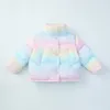 Down Coat 27Yrs Rainbow Warm Girls Down Jackets Autumn Children Coat Kids Baby Winter Clothes Overcoat Thicken Outerwear 231207