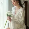 Women's Sleepwear QSROCIOQ Pajamas Robe Fashion Velvet Cuff Feather Decor Bathrobe For Winter Sexy Nightgown Valentine