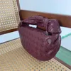 Venetaabottegas Sac à main Jodie bandeau tissé pour femme avec nœuds en peau de mouton rond sous les bras Hobo incurvé Mini sac à main en cuir