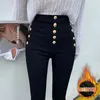 Pantalons pour femmes Chic taille haute mince en peluche crayon épaissi femmes automne hiver dames Streetwear pantalon moulant maigre en gros