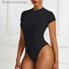 Kadın T-Shirt Seksi Tek Parça Bodycon Bodysuit Kısa Sle O Boyun Açık Temel Beyaz Siyah Kırmızı Tulum Kadınlar Vücut Top Sıska Tutulmalar Fel231208