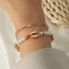 Bracelets de charme Mode Perle Shell Starfish Bracelet Femme Métal