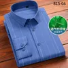 Camisas de vestido masculinas de alta qualidade camisa de fibra de bambu manga longa estiramento cuidado-livre listrado xadrez confortável macio negócios casual