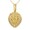 Partihandel Hip Hop Jewelry 18K Gold Plated Micro Pave Ice Out Moissanite 925 Silver Lion Head Charm Pendant Necklace