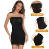 Mulheres shapewear sem alças para sob vestidos controle de barriga desliza saias de emagrecimento corpo inteiro shaper roupa interior sem costura