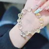 Charm Bracelets Fashion Colorful Heart Crystal Beads Bracelet With Bells For Women All-match Exquisite Clear Transparent Lucky