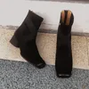 Buty heihaian krótkie buty jesień/zima styl vintage elegancki balet krótkie buty kwadratowy głowica grube obcasy elastyczne buty kobiety 231207