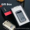 Metal Outdoor Windproof Butane No Gas Lighter Press Ignition Dual Flame Turbo Torch Portable Cigar Personalized Men's Gift