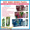 Authentique UZY BAR 8000 Puffs Stylo Vape jetable 18 ml Pré-rempli Pod Mesh Coil Puffs 8000 E Cigarette Rechargeable Climatisation 0% 2% 3% 5%