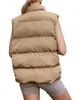 Gilets bouffants pour femmes, couleur unie, col montant, cordon de serrage, gilet matelassé, décontracté, sans manches, veste rembourrée, manteau, hiver