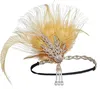 Headbands Peacock Feather Headband 1920 Flapper Girl Headpiece with Tassel Vintage Party Pography Hair Accessories 231207