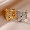 Cluster Rings 316L Vintage Stainless Steel For Women Adjustable Gold Color Wedding Couple Jewelry Bijoux