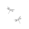 Stud Earrings Exquisite Silver Color Women Dragonfly Banquet Jewelry Accessories Gift