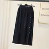 Skirts Autumn Winter Chinese Style Knitted Skirt For Women High Quality Elegant Solid Waist Split Knitwears Clothing