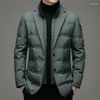 Coletes masculinos Top Grade Down Jacket Business Casual Clássico Terno Collar 90% Gery Duck Casaco Masculino Manter Quente Parkas
