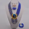 Necklace Earrings Set Bling Blue African Beads Jewelry