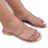 Hausschuhe Sommer Frauen Mode Komfort Metall Kette Casual Transparent PVC Niet Flache Sandalen Alias Mujer