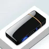 Modieuze elektrische Dual Arc USB oplaadbare winddichte vlamloze plasma-aansteker LED-voeding touchscreen voor herencadeau