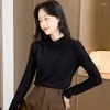 Women's Sweaters Autumn And Winter Style Underlay Knitted Top Fashion Trend Versatile Half High Neck Pullover Bottom Shirt Female