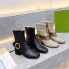 Botas de cuero Blondie de diseñador, botines marrones para mujer, botines sexis de tacón cálido para invierno