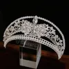 Silver Plated Queen Princess Crown Crystal Pearl Diadem For Bridal Hair Accessories Bride Headbands