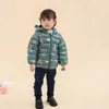 Piumino Cartoon Dinosaur Stampa Ragazzi Bambino Piumini leggeri Caldi Capispalla con cappuccio Inverno Autunno Bambini Ragazze Cappotti Abbigliamento casual 231207