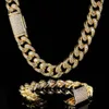 Traje de ouro sólido hip hop 20mm 18mm Moissanite Ice Out Baguette Miami Cuban Link Chain