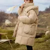 Manteau d'hiver en duvet de canard blanc pour filles, épais, Long et chaud, manteau bouffant, imperméable, parka à capuche, vêtements d'extérieur pour enfants, 231207