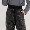 Pantaloni da donna Moda lucida femminile a vita alta giù pantaloni di cotone donna inverno neve indossare Casual spessi leggings caldi 2023