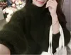女性用セーター秋の冬の甘いファッションブラックモヘア濃厚タートルネックセーターランタンスリーブカジュアルソリッドカラープルオーバープルフェム